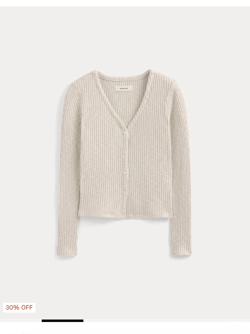 Everlane the Cozy Rib Cardigan in Bone - Picture 3 of 6
